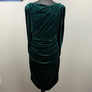 NWT! Elegant Green Velvet Drape Dress